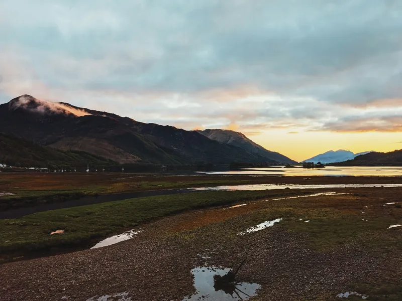 Glen Coe Lake Sunset Nature wallpaper