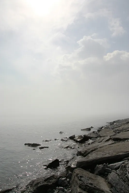 Hazy Rocky Coastline Nature wallpaper