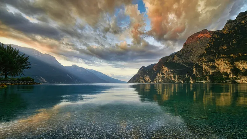 Lake Garda Mountain Dawn Nature wallpaper