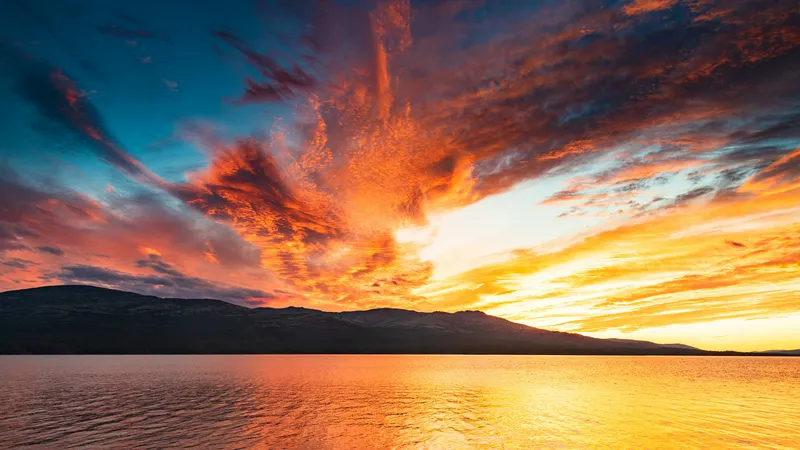 Mountain Lake Sunset Nature wallpaper