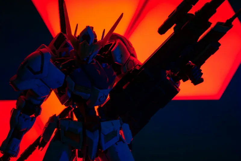 Red Lit Mecha Figure Anime wallpaper