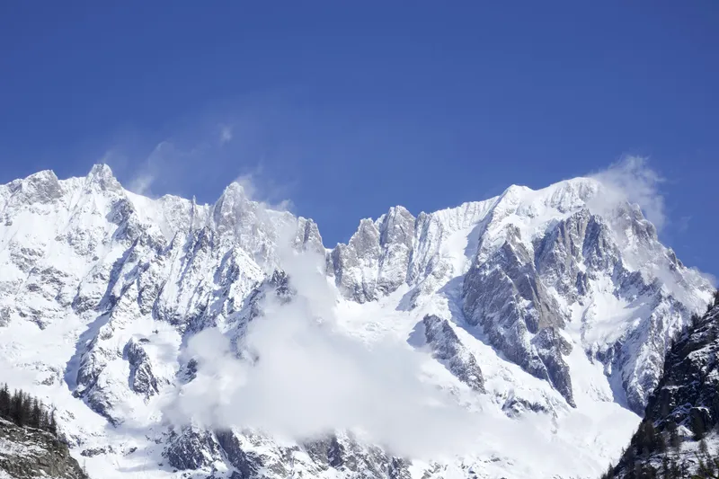 Snow Covered Mountains Clear Blue Sky Nature wallpaper