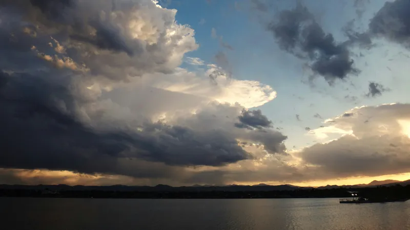 Storm Clouds Lake Sunset Nature wallpaper