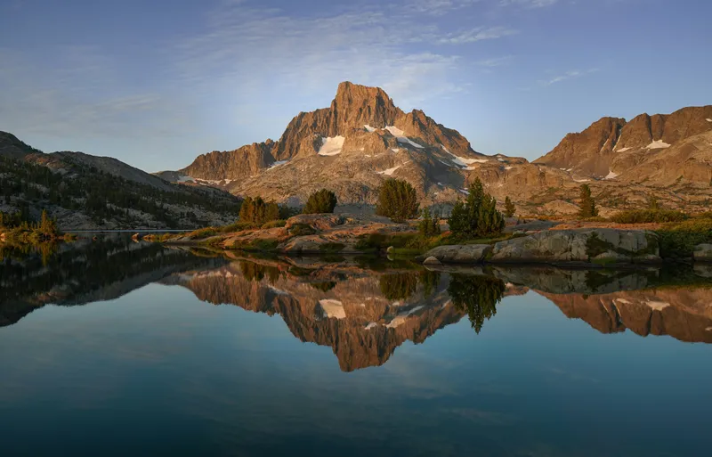 Sunrise Alpine Lake Reflection Nature wallpaper