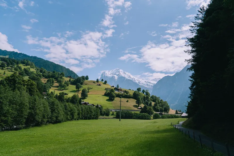 Swiss Alps Green Valley Nature wallpaper