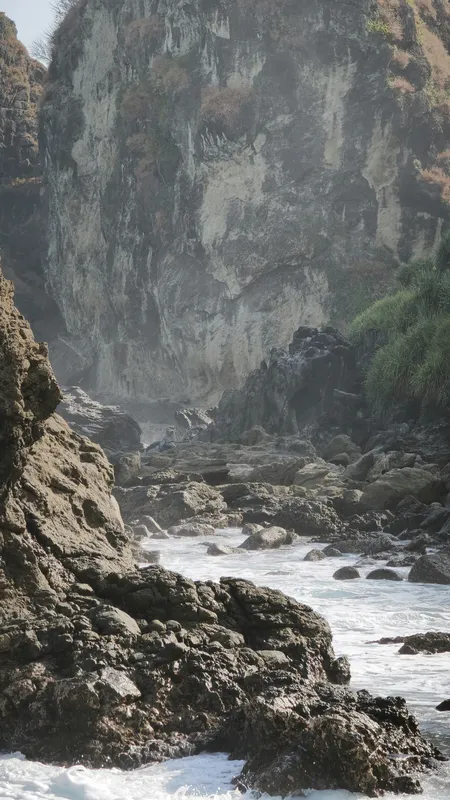 Towering Cliff Ocean Waves Nature wallpaper