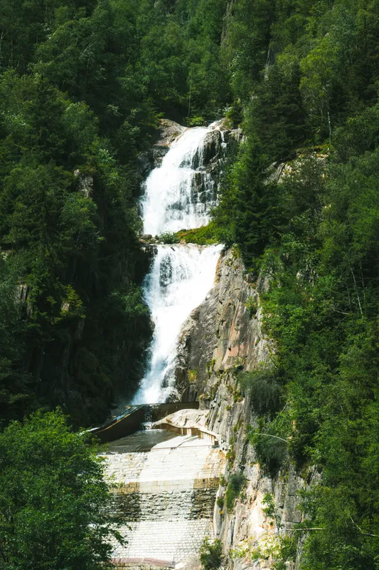 Waterfall In Dense Forest Nature wallpaper